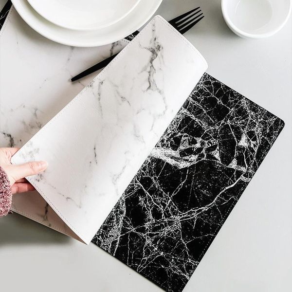 

mats & pads creative pu leather marble coffee cup mat kitchen table decoration
