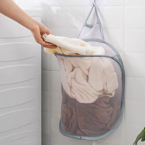

laundry bags portable foldable breathable basket wall mounted dirty clothes bathroom hamper organizer