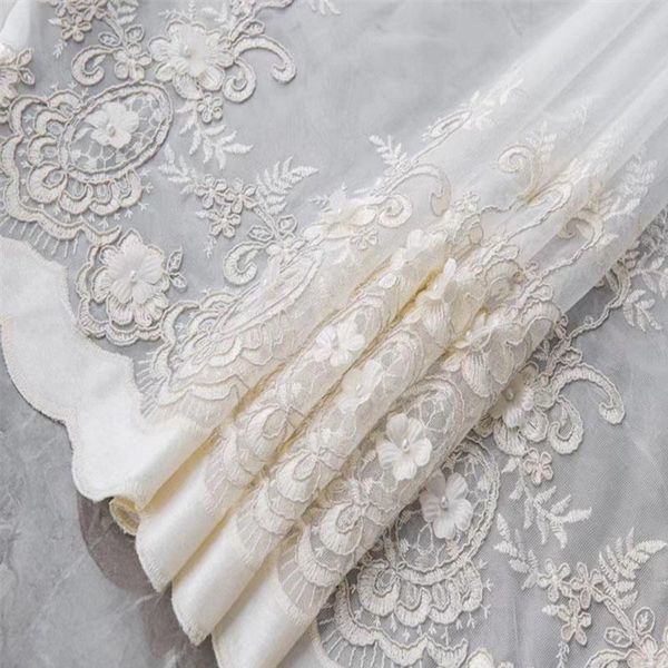 

curtain & drapes minimalist embroidered 3d flower with bead tulle curtains for living room bedroom princess sheer window screens panel sp#10