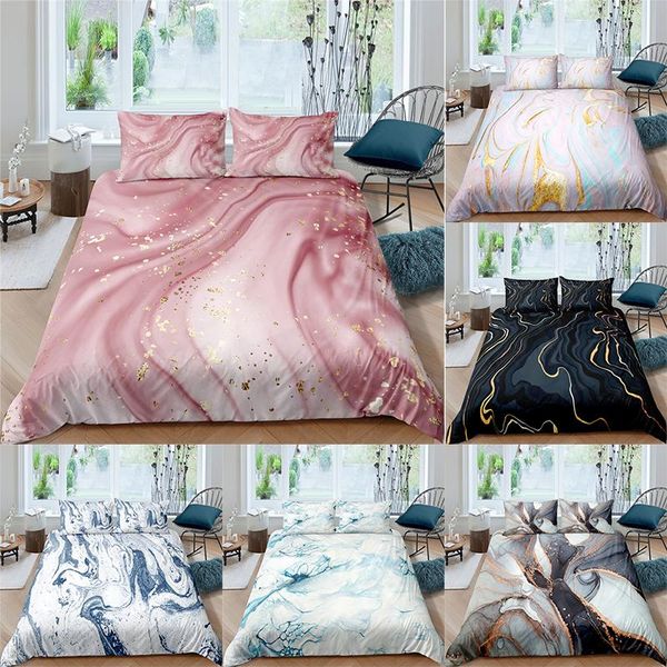 

luxury 3d 2/3pcs marble texture print bedding set twin  king size comforter duvet quilt cover and pillowcase home textile sets