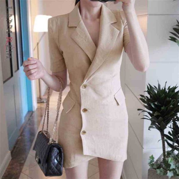 

women solid color short sleeve slim dress notched loose fit fashion summer 2f0130 210526, Black;gray