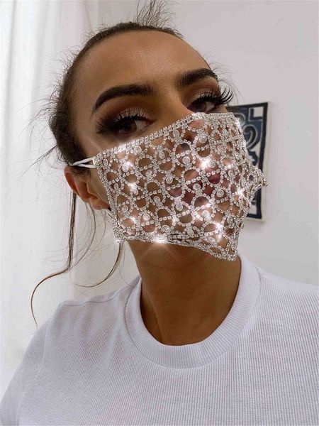 

summer new heavy metal rhinestone jewelry mask women c080