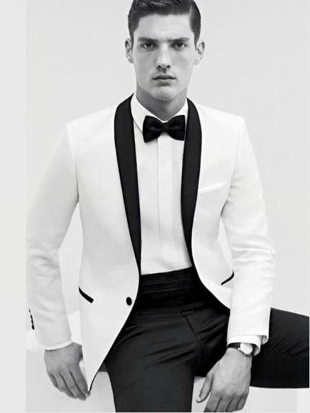 

slim fits handsome groom tuxedos white men's evening dress toast suits blazer coat trousers set (jacket+pants+girdle+tie) no:222 & blaz, White;black