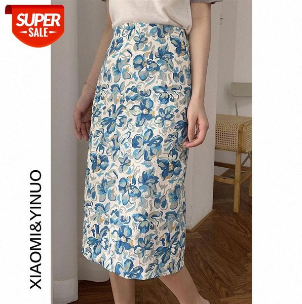 

[ou fan] 7928 fashion retro print skirt casual mid-length a-line women #uf98, Black;gray