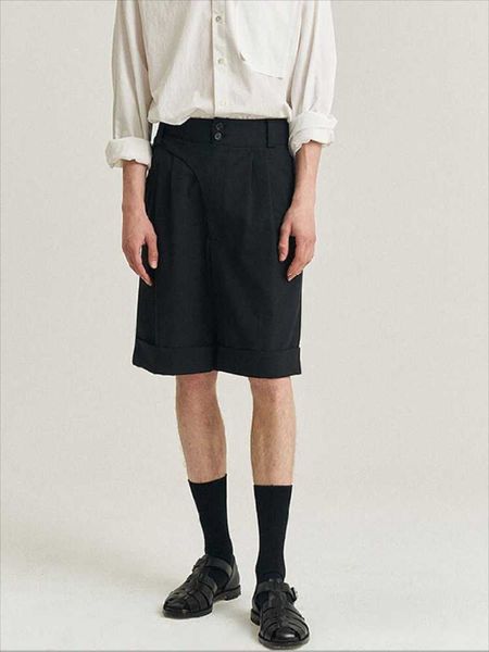 

men's shorts casual summer black loose leg roll design fashion youth trend cotton multi-pocket jogging, White;black