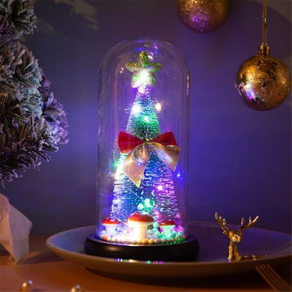 

christmas decorations deskcreative gifts night light tree glass cover ornaments glow mini xmas led decoration