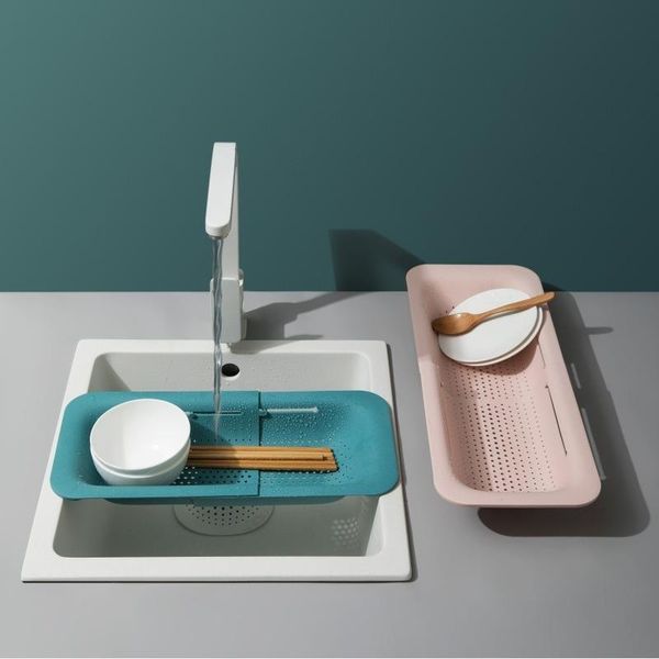 

hooks & rails retractable kitchen sink drain basket plastic fruit storage shelf