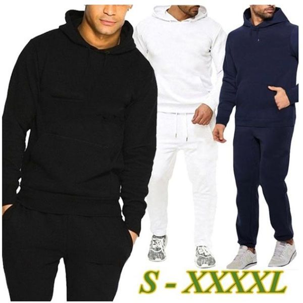 

men's tracksuits 2021 fashion men's hooded sweatshirts suit sportswear pullover hoodies + sweatpants 2pc sets jogging male casual s, Gray