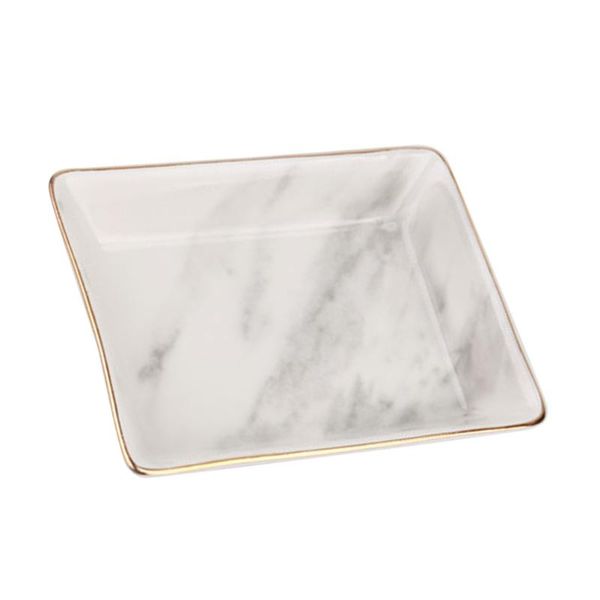

kitchen storage & organization nordic style golden edged jewelry plate tray marble ceramic ring dish holder organizer for home (small size)