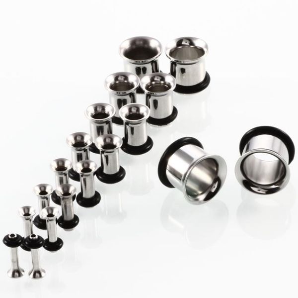 Tunnel Body Jewelryear Plugs F20 Mix 3-14Mm 100 Pz/lotto Acciaio Inossidabile Single Flare Flesh Tunnel Piercing Gioielli Drop Delivery 2021 Bjhj