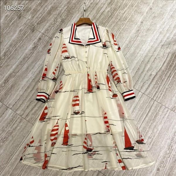 

casual dresses 2021 silk turn-down collar for women dress elegant white, Black;gray