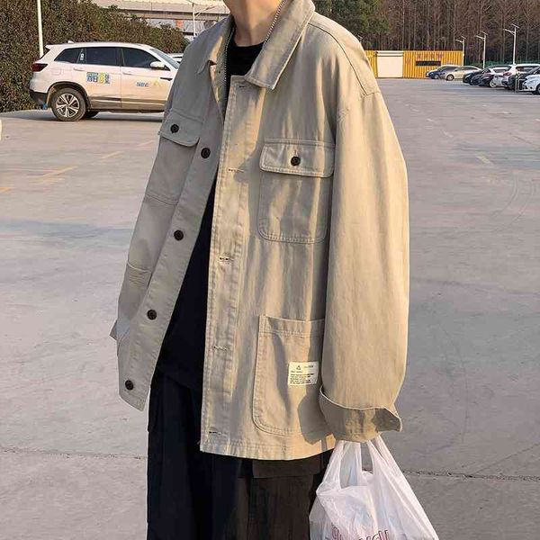 

coat men's spring autumn trend loose hsome br tooling jacket fashion brand, Black