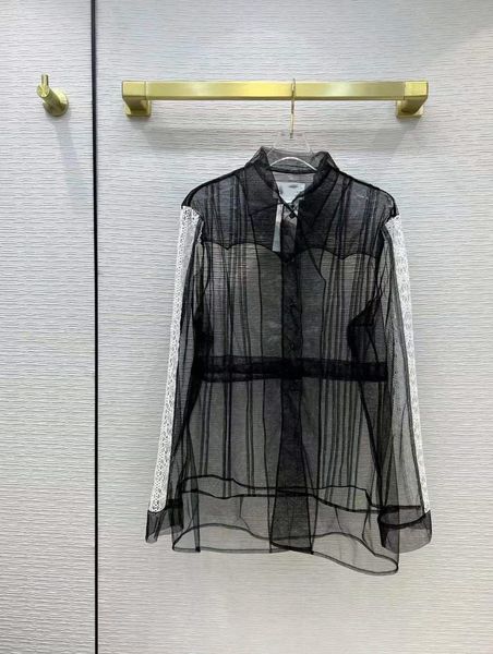 

milan runway shirts 2022 spring summer long sleeve lapel neck print lace designer blouses brand same style women's 0226-13, White