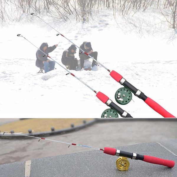 

portable 50cm 2 section metal shrimp prawn winter ice fishing rod pole tackle tool accessories boat rods