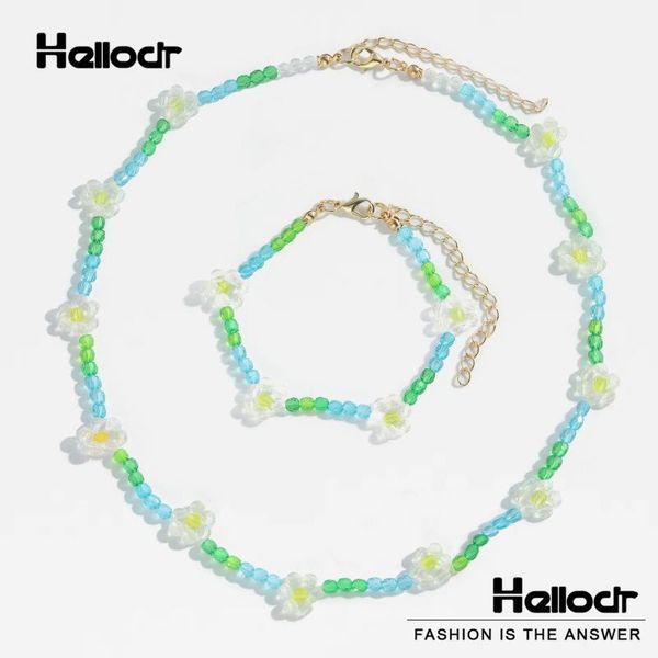 

chokers hellodr korea fashion handwork acrylic daisy necklaces for women transparent seed beads chain sweet cute romantic party jewelry, Golden;silver