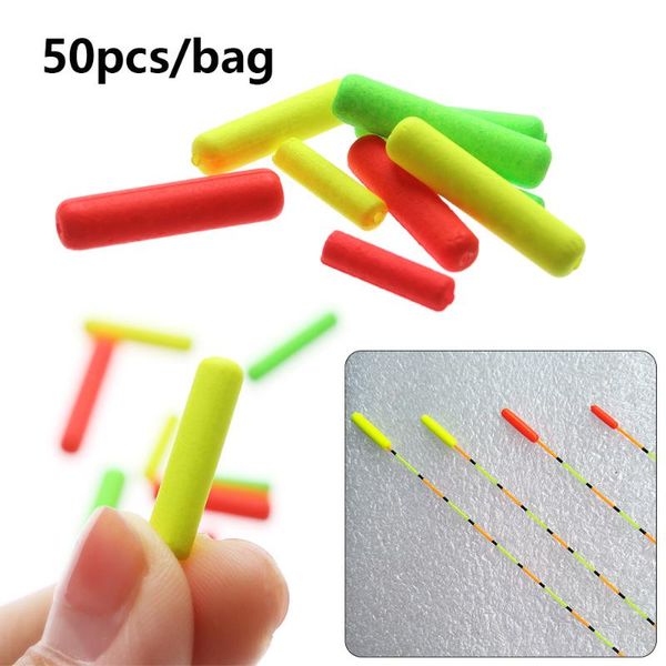 

fishing accessories 50 pcs/bag light weight cylinder foam floats ball oval beads indicator fish beans rig material carp
