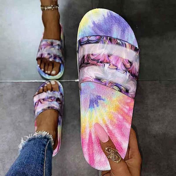 

gradient color cute women slippers flat bottom summer waterproof slides shoes sandals fashion home decor, Black