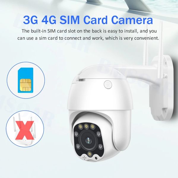 Cartão de câmera 3G 4G 5x zoom óptico ao ar livre 1080p hd wifi ptz mini velocidade cúpula de velocidade ip visão noite h.264