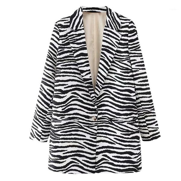 

saimishi women animal print blazer coat matching vintage one button long sleeve female outerwear chic fashion stylish women's suits &, White;black