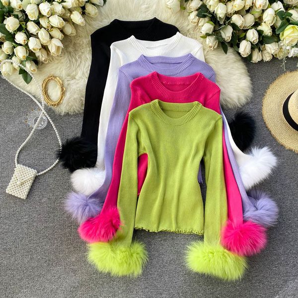 

singreiny women design knitted sweater o neck long sleeve solid elastic slim jumper autumn winter fashion streetwear pullovers 210419, White;black