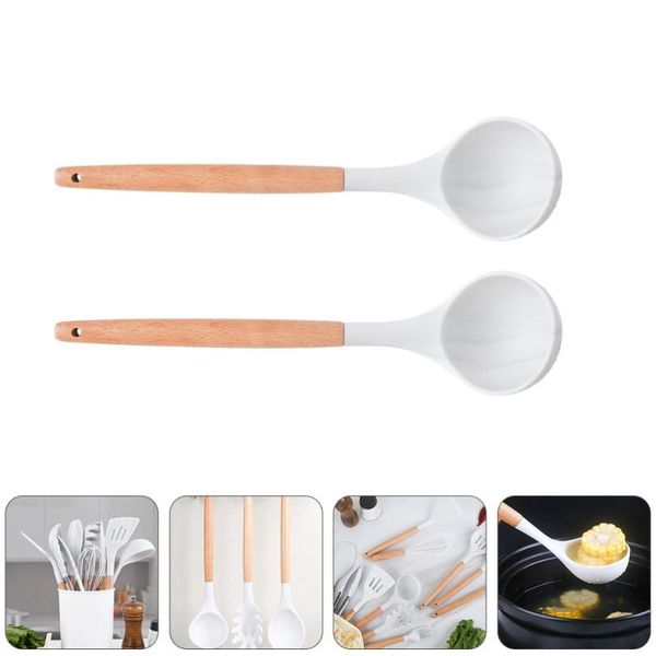 

spoons 2pcs multipurpose cooking soup with wood handle (assorted color)