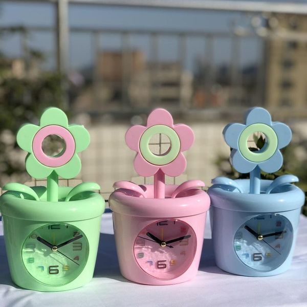 

other clocks & accessories colored florets imitate cartoon potted plant creative alarm clock children students kids gift birthday home decor