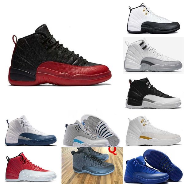 

12 bordeaux dark grey wool basketball shoes white flu game unc gym red taxi gamma french blue suede sneaker size 36-47 11fwi6