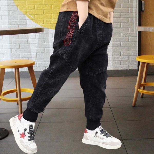 

trousers boys jeans fall/winter in the middle of children's stretch tide brand harem pants, Blue