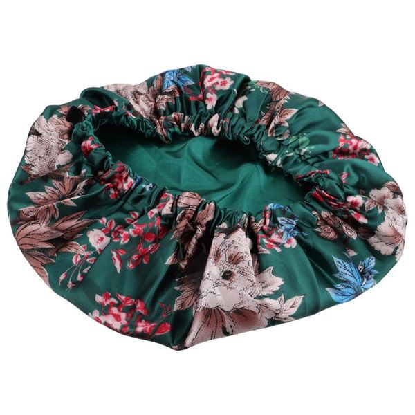 

shower caps 1pc waterproof bath green flower printed hat elastic bathing hair