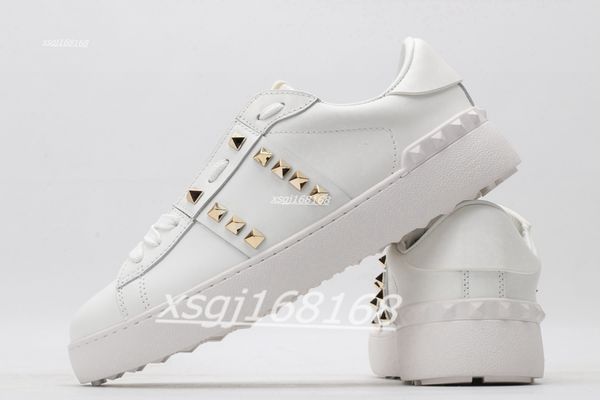 

classic couple rivet love small white shoes fashion men's designer casual shoess for men and women 100% genuine leather ladies sneakers, Black