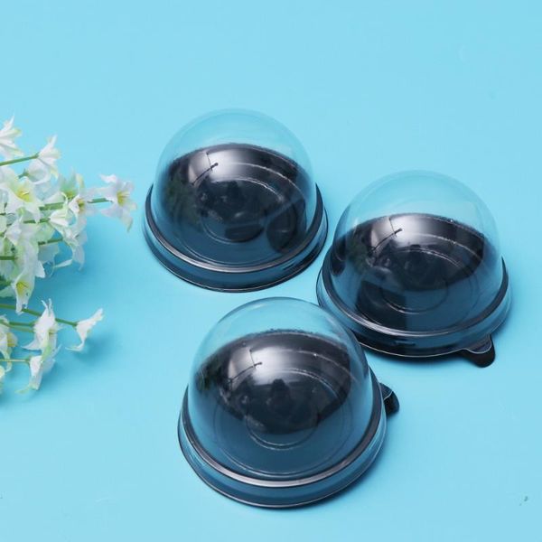 

gift wrap 50 pcs cake boxes disposable round moon tray food packaging (black bottom)