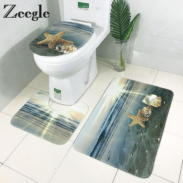 

bath mats zeegle undersea world 3pcs bathroom mat anti-slip for toilet memory sponge set absorbent carpets rug