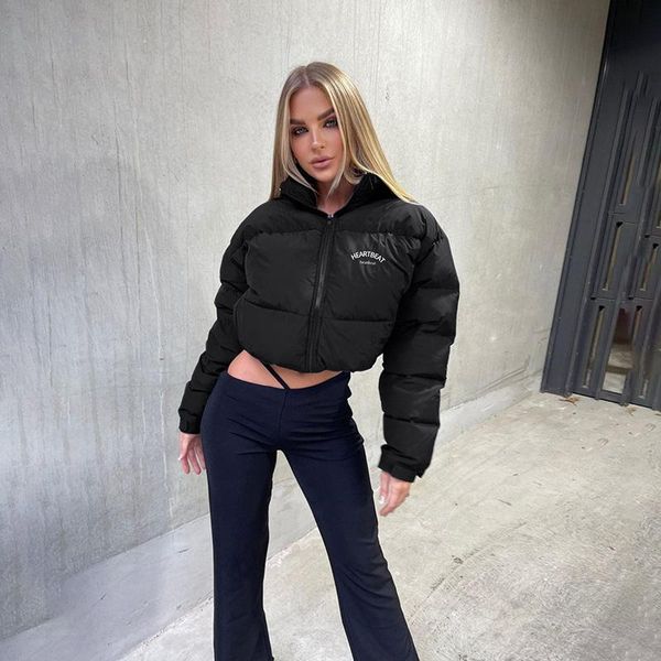 

women's jackets 2021 autumn and winter fashion design stand-up collar zipper pocket long-sleeved casual warm cotton coat women, Black;brown