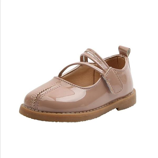 

girls' leather shoes 2021 spring children' single fashion little girl princess student square toe kids shoe flat, Black;grey