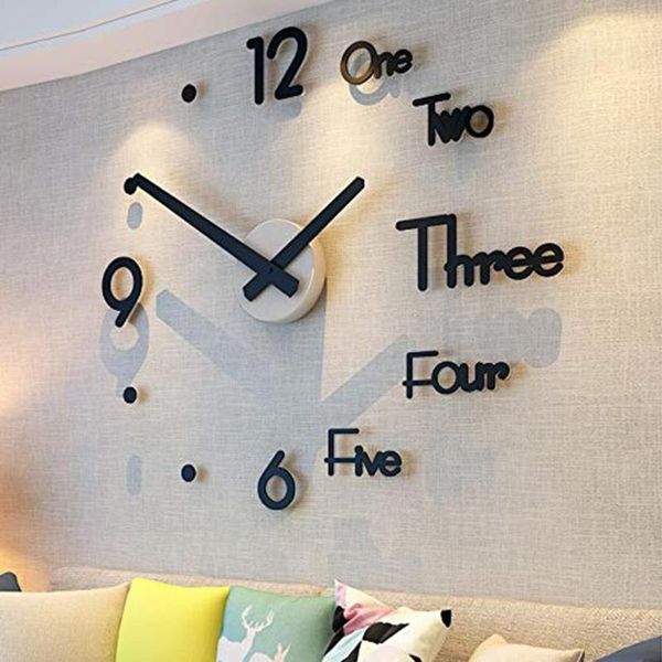 

window stickers modern design mini diy large wall-clock sticker mute digital 3d wall big clock living room home office decor christmas gift