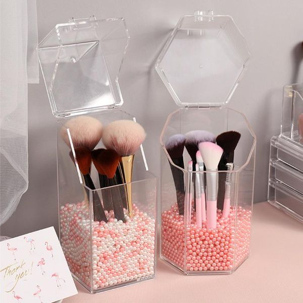 

storage boxes & bins pearl clear acrylic cosmetic organizer lipstick container dustproof makeup brush tools bucket women gifts