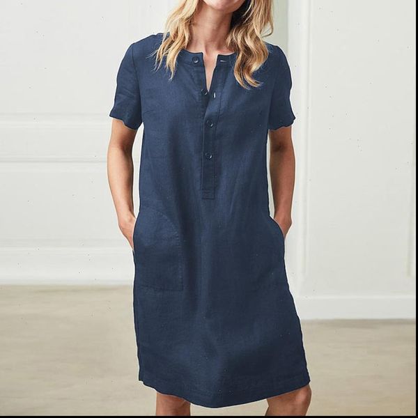 

short sleeve pocket midi button women dress solid plus size 5xl spring summer vintage straight vestidos, Black;gray