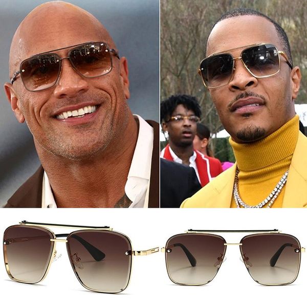 

sunglasses rimless square men's fashion classic brand design sun glasses gradient vintage metal pilot quality, White;black