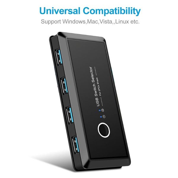 

hubs 1 set usb switch selector 2 computers sharing 4 devices usb3.0 adapter switcher hub for mouse, keyboard, scanner, printer