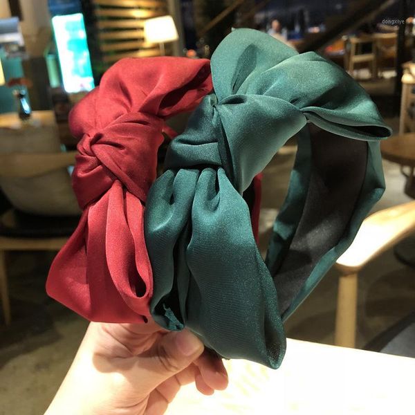 

hair accessories cross knot woman hoop solid color chiffon headband bow band1