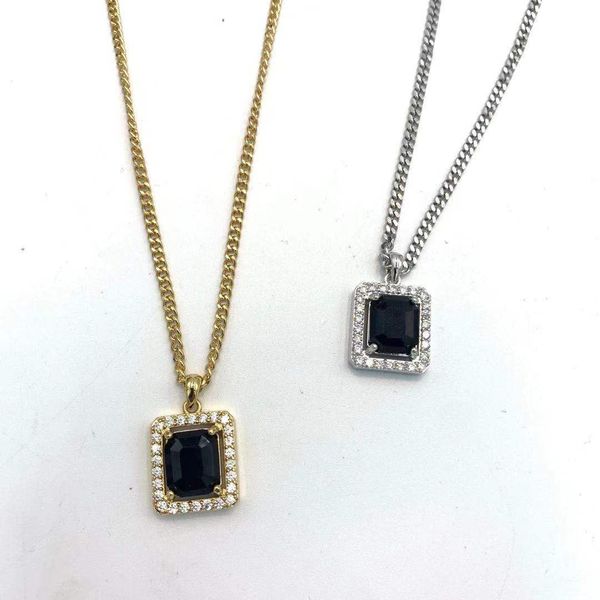 

minority design black square necklace female clavicle chain simple temperament geometric pendant neck chain net red neck jewelry, Silver