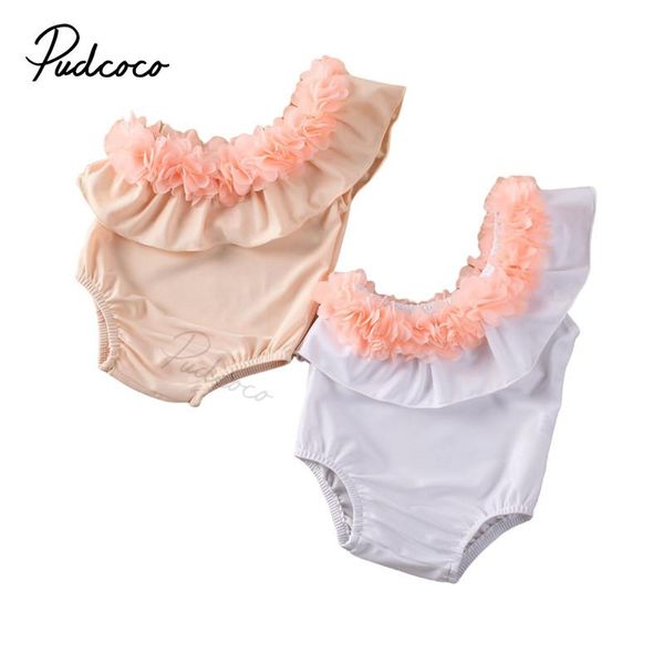 

one-pieces born baby girl sleeveless flower swimwear romper, one shoulder ruffle floral bathing suit, beachwear one-piece cloth 0-24m, Black