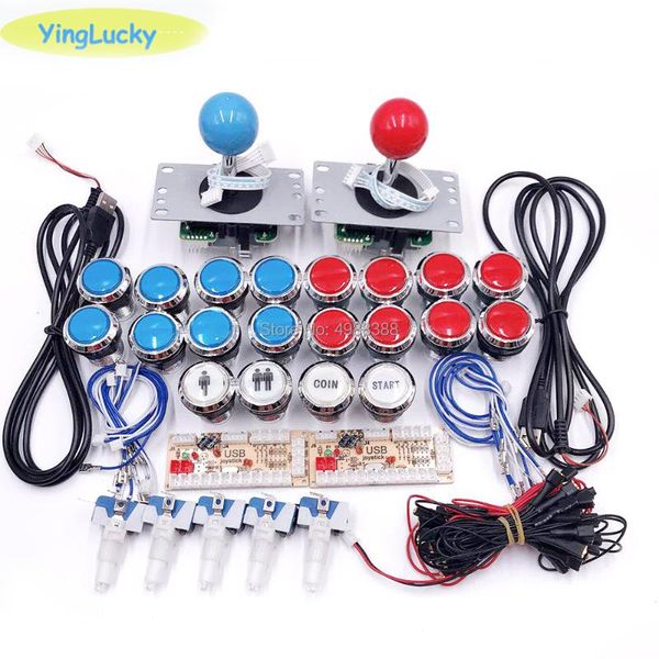 

game controllers & joysticks arcade 2 players diy kit zero delay usb encoder sanwa joystick 33mm led button pc mame raspberry pi 1