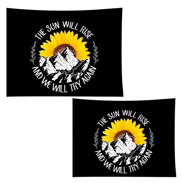 

tapestries landscape tapestry black and white mountain with sunflower wall hanging for bedroom room decor