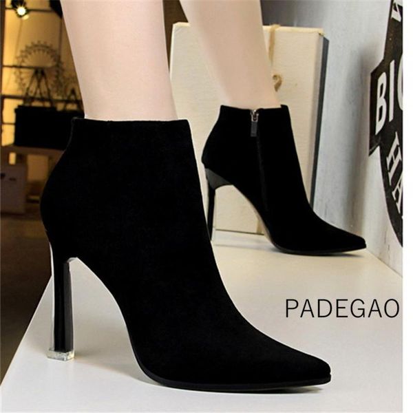 

boots women winter shoes 2021 high heels fashion casual ankle for, Black