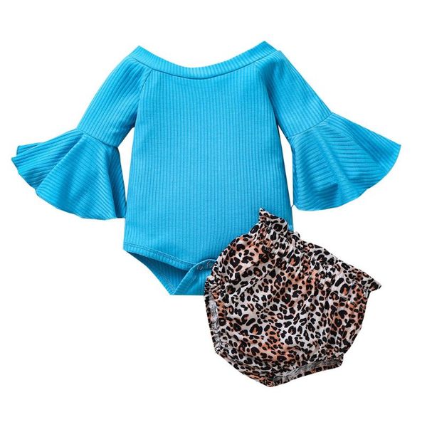 

clothing sets toddler born baby girl 2pcs autumn fashion set long sleeve solid romper leopard shorts outfit 0-24m, White
