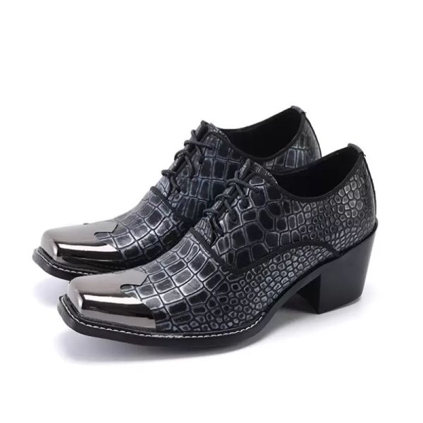 Mashion Aumenta altezza uomini tacchi alto tacco oxford genuino in pelle allaccia in vestito da uomo scarpe da brogue formale da uomo