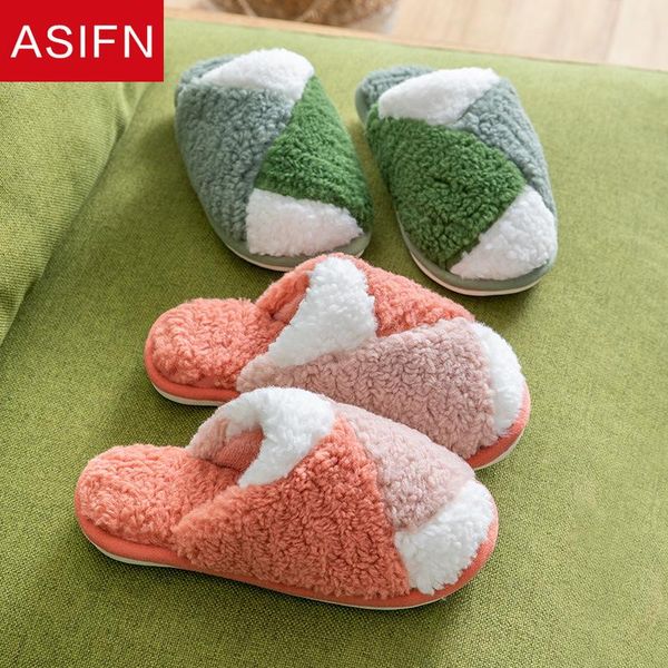 

winter home women men slippers fashion stitching warm classic bedroom non-slip flock indoor ladies cotton, Black