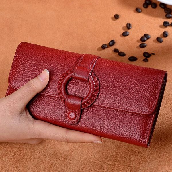 

wallets wallet women's fold buckle bag handbag leather hand-made diy woven, Red;black