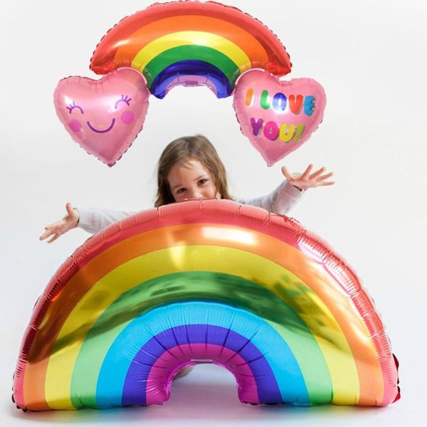 

party decoration rainbow color balloons children toys birthday shopping mall celebration aluminum foil wedding supplies
